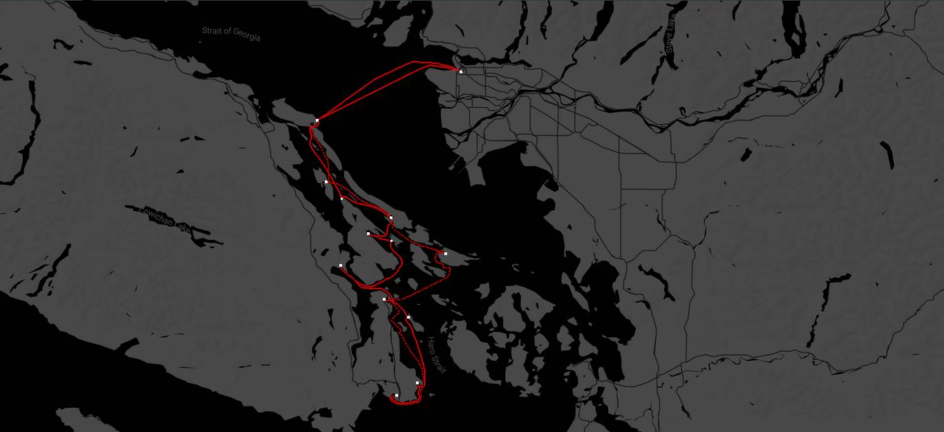 2021 sailing route in bc canada