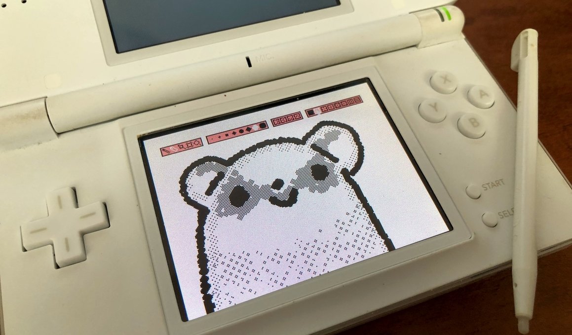 Noodle running on the Uxn emulator on the Nintendo DS. Photo by Patrick Moberg