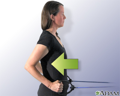 Shoulder blade retraction with tubing Shoulder blade retraction with tubing