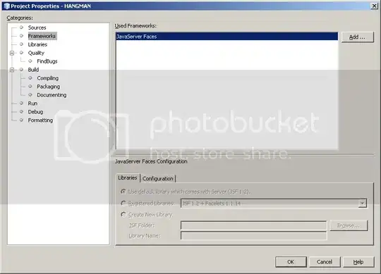Frameworks dialog with Libraries tab selected