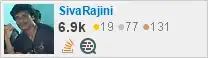 profile for Siva Rajini on Stack Exchange, a network of free, community-driven Q&A sites