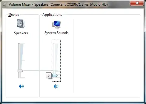 Screenshot of SndVol Volume Mixer