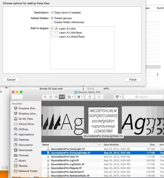 Drag font files into your project and click to add them to your target