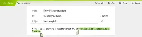Example of text selection with Action Bar