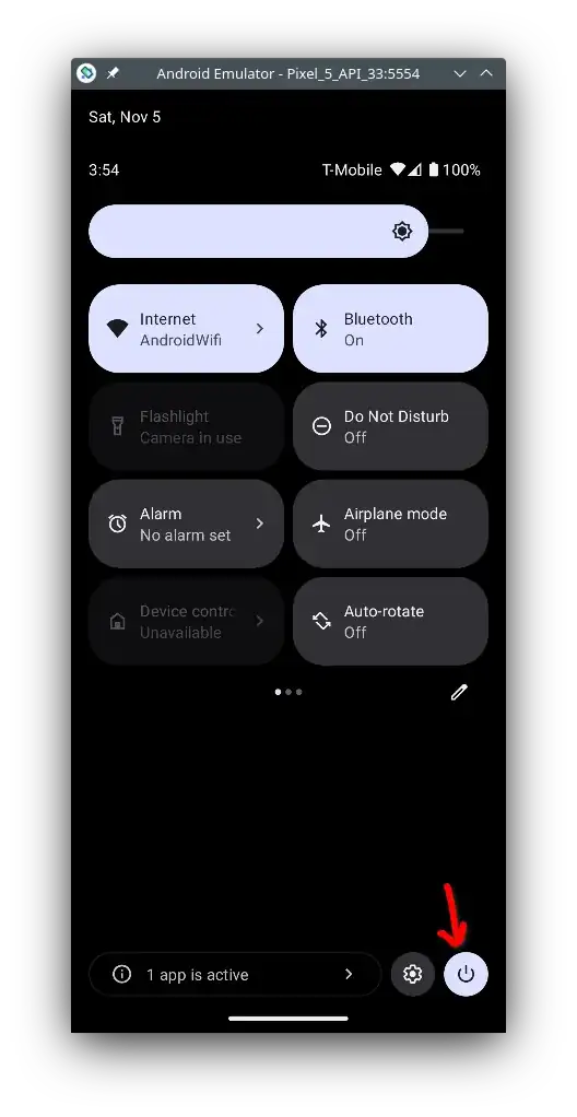android 13 emulator notification area