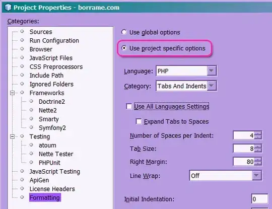 Use project specific options