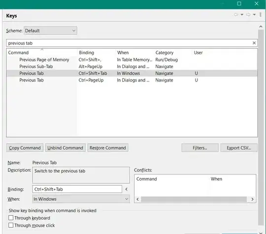 screenshot of eclipse key mapping