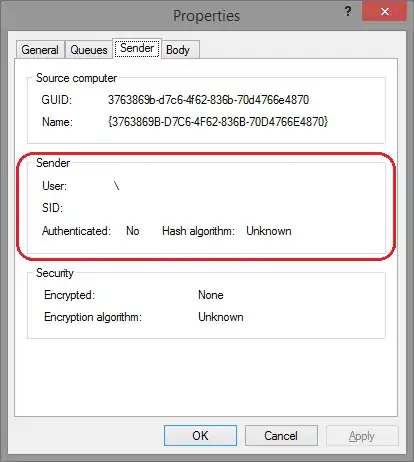 Screenshot of exception while debugging