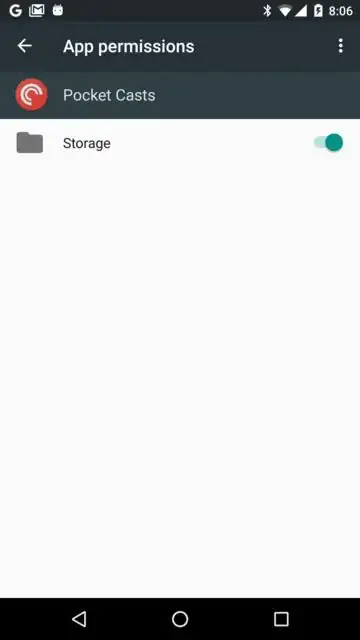 A screenshot from system settings showing the App permissions screen for Pocket Casts; device running API 23