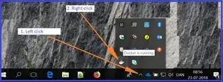 A screenshot showing the location of the Docker icon in the taskbar