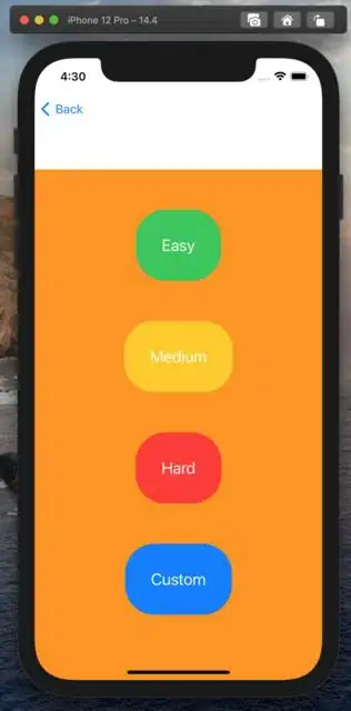 Gap between top of orange view and the screen
