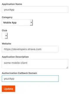 Strava My Api Application setup