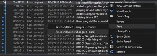 Right-click on the desired commit and select "Reset > Reset and Delete Changes (--hard)" Right-click on the desired commit and select "Reset → Reset and Delete Changes (--hard)