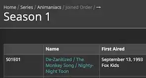 Animaniacs Joined Order