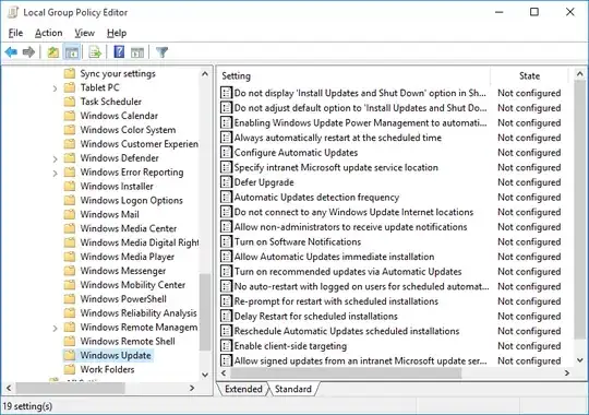 Local Group Policy Editor - Windows Update