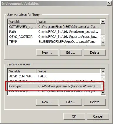 Environment Variables window