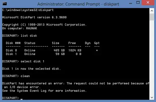 Using Diskpart, I/O device error