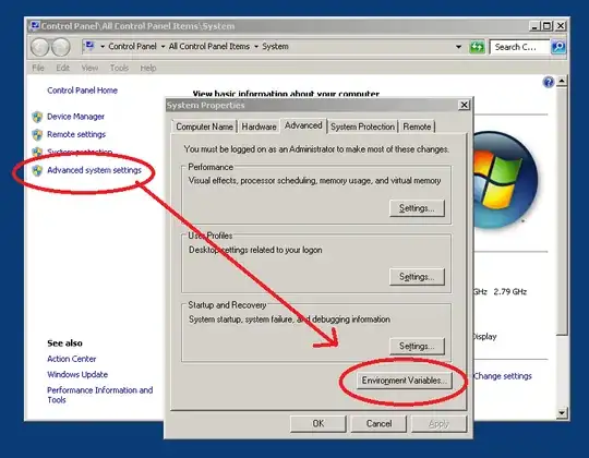 Screenshot of system panel with Advanced system setting circled