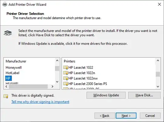 Windows Update HP Drivers