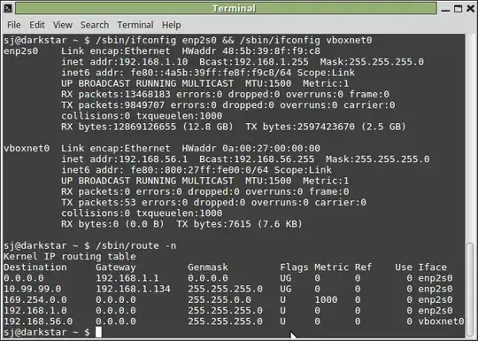ifconfig info on host machine