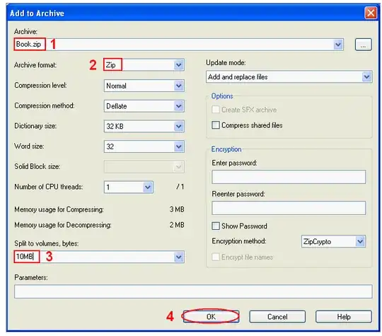 Split files in 7-Zip