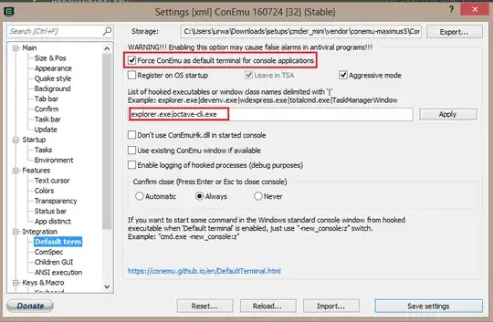 Snapshot of settings dialogbox of cmder