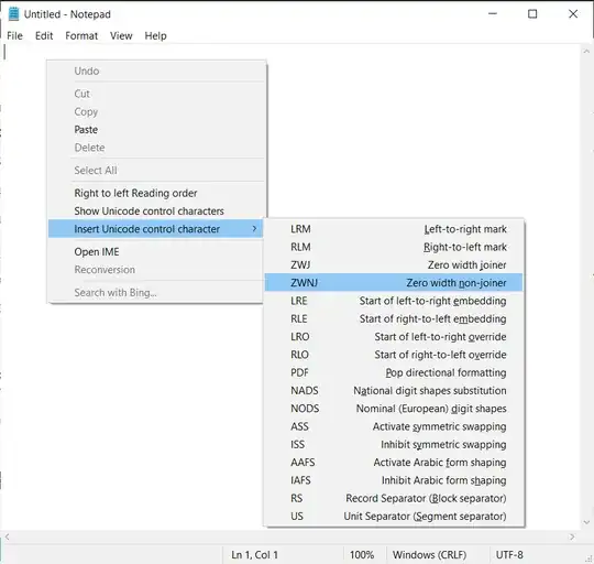 Notepad insert special characters