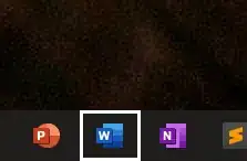 Taskbar where MS Word is selected with TAB key (Win10Enterprise