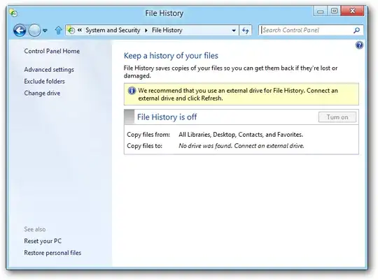 Screenshot of the File History page