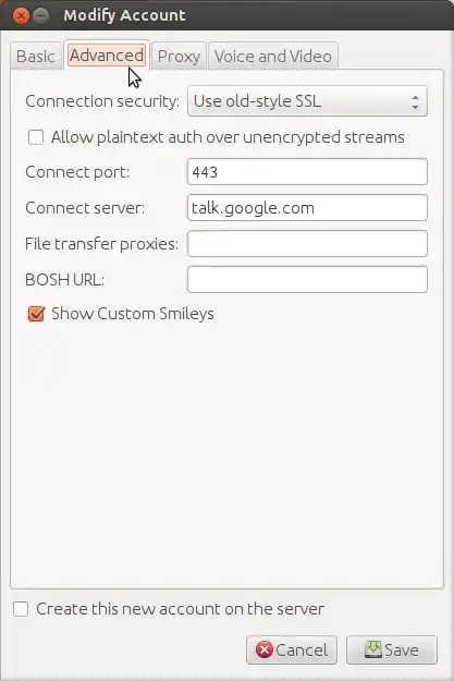 Google Talk configuration