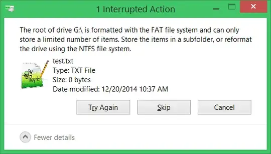 Error message generated by Windows 8 for a full root directory on a FAT16 volume