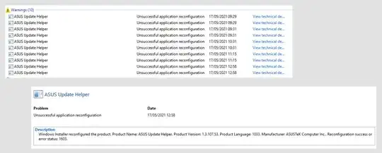 Errors shown in the reliability monitor today before I posted this