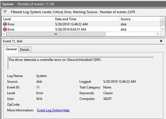 The driver detected a controller error on \Device\Harddisk1\DR3.