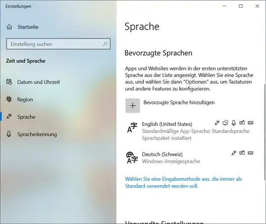 Windows 10 language settings