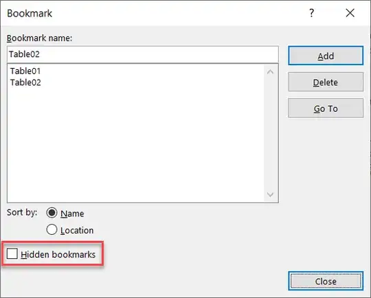 Insert Bookmark dialog