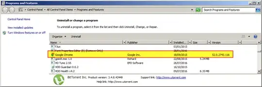 Chrome data in Programs & Features