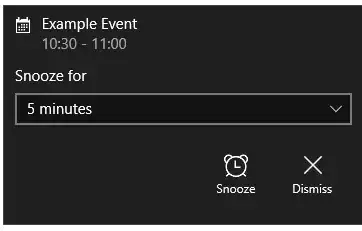 Example event with option to snooze for 5 minutes.