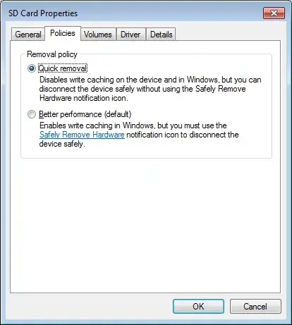 Internal memory-card reader policy