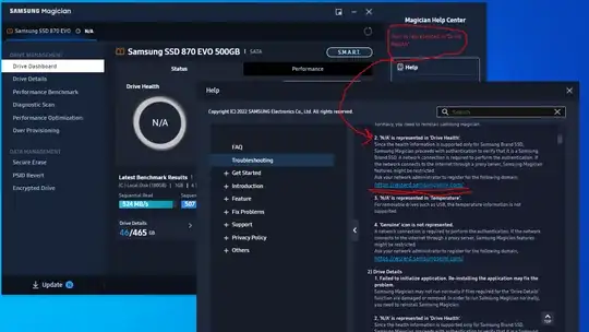 Note in Samsung Magician Docs