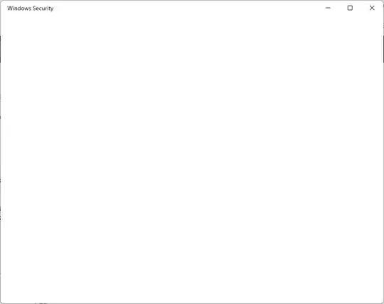 A window titled "Windows Security".  The window has no content.  It is a blank white window.