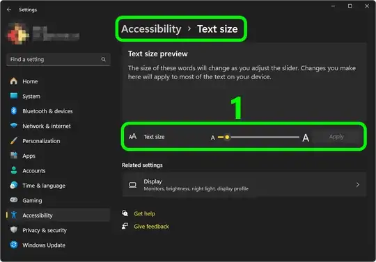 Accessibility-Text Size