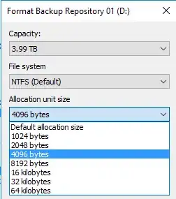 ReFS Cluster Size NTFS Cluster Size