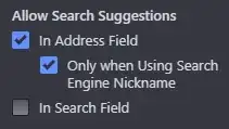 Vivaldi search suggestion settings