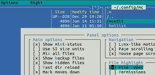 Midnight Commander Panel options screenshot