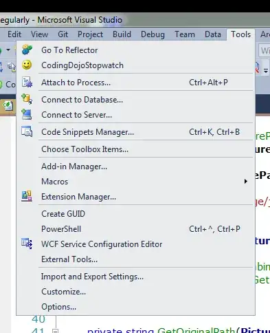 screenshot of Visual Studio menu on Tools item