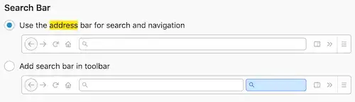 Firefox search bar behavior