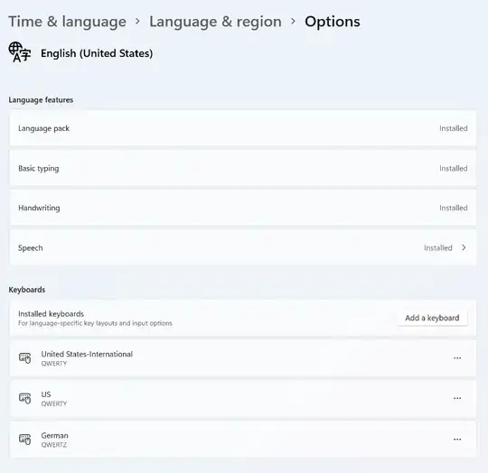 Language options / Keyboard layouts