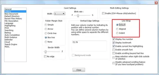 Default Line Wrap Settings - Screenshot
