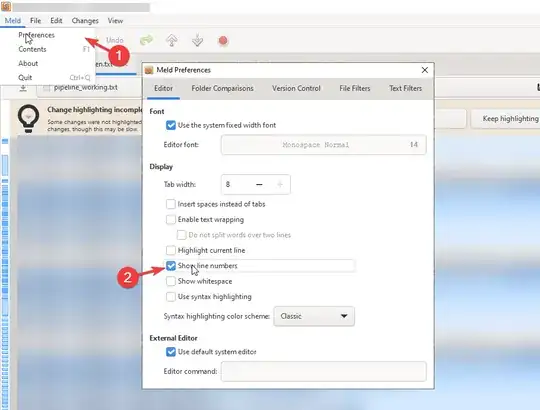 meld show line number