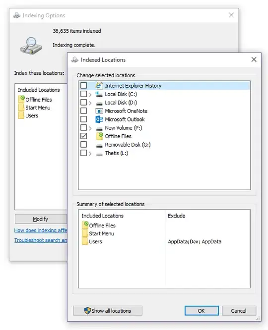 My updated Indexed Locations